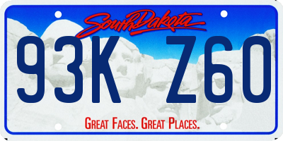 SD license plate 93KZ60