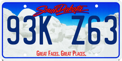 SD license plate 93KZ63