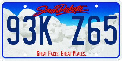 SD license plate 93KZ65
