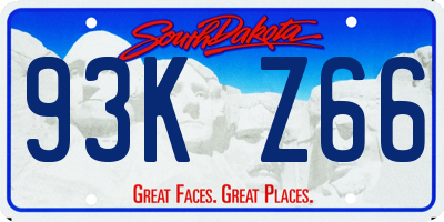 SD license plate 93KZ66