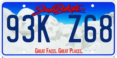 SD license plate 93KZ68