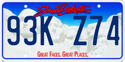SD license plate 93KZ74
