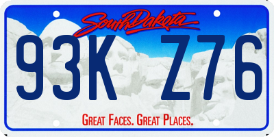 SD license plate 93KZ76