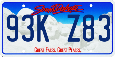 SD license plate 93KZ83