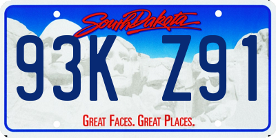 SD license plate 93KZ91