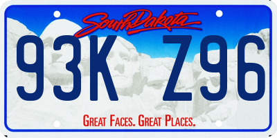 SD license plate 93KZ96