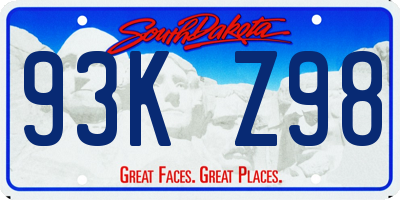 SD license plate 93KZ98