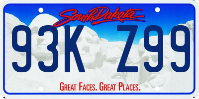 SD license plate 93KZ99