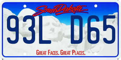 SD license plate 93LD65