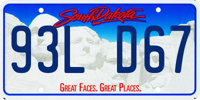 SD license plate 93LD67