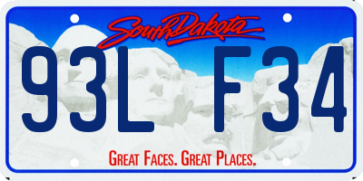 SD license plate 93LF34