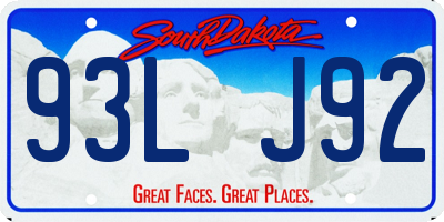 SD license plate 93LJ92