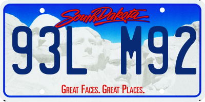 SD license plate 93LM92