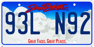 SD license plate 93LN92