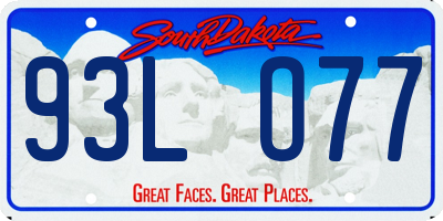 SD license plate 93LO77