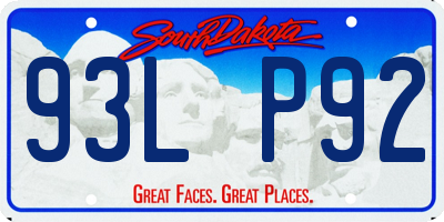 SD license plate 93LP92
