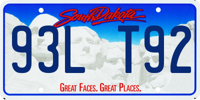 SD license plate 93LT92