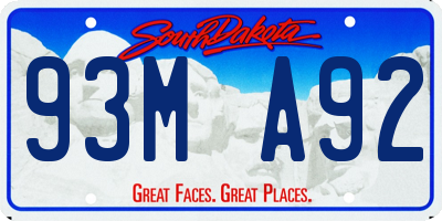 SD license plate 93MA92