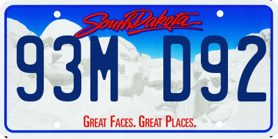 SD license plate 93MD92