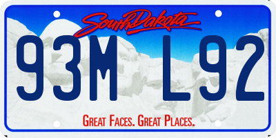 SD license plate 93ML92