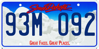 SD license plate 93MO92