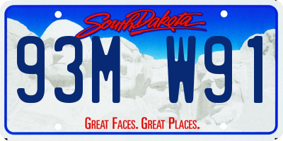 SD license plate 93MW91