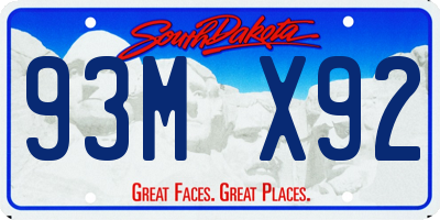 SD license plate 93MX92