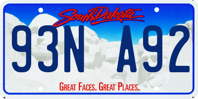 SD license plate 93NA92