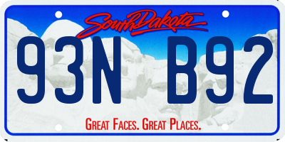 SD license plate 93NB92
