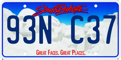 SD license plate 93NC37