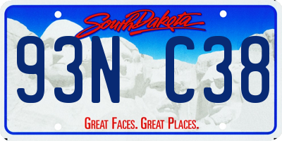 SD license plate 93NC38