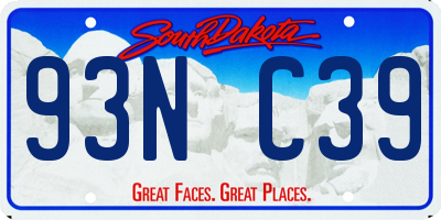 SD license plate 93NC39