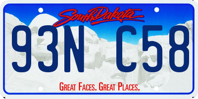 SD license plate 93NC58