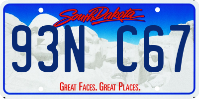 SD license plate 93NC67