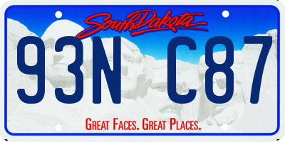 SD license plate 93NC87