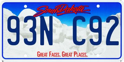 SD license plate 93NC92