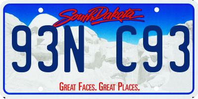 SD license plate 93NC93