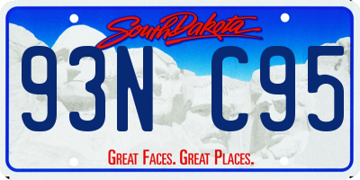 SD license plate 93NC95