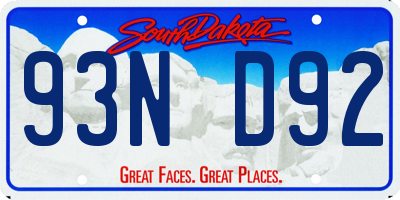 SD license plate 93ND92