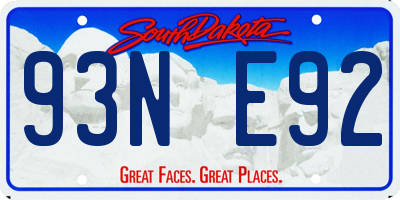 SD license plate 93NE92