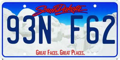 SD license plate 93NF62