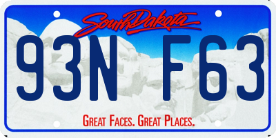 SD license plate 93NF63