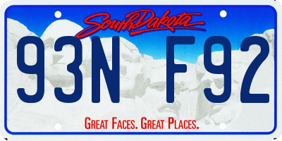 SD license plate 93NF92