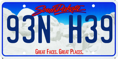 SD license plate 93NH39