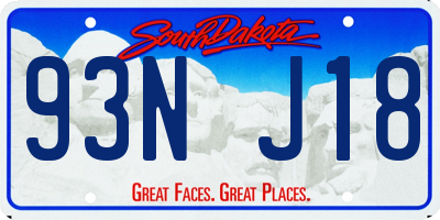 SD license plate 93NJ18