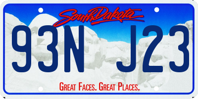 SD license plate 93NJ23