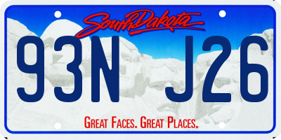 SD license plate 93NJ26