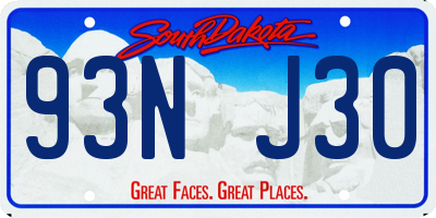SD license plate 93NJ30