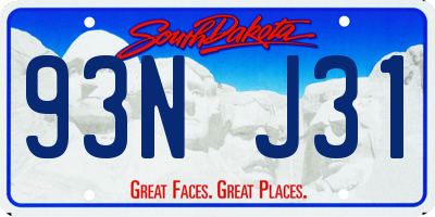 SD license plate 93NJ31