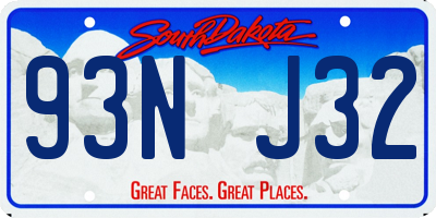 SD license plate 93NJ32